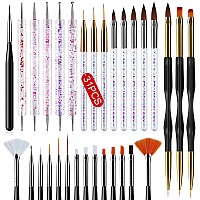 Saviland 31 Pcs Nail Art Brushes Set Nail Brushes For Nail Art U V Gel Nail Brushes Acrylic Nail Brushes Liner Brushes Dotti