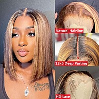 Ua 13X6 Deep Part Hd Highlight 27 Colored Short Bob Lace Front Wigs Human Hair Brazilian Invisible Lace Front Wigs Pre Plucked