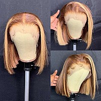 Ua 13X6 Deep Part Hd Highlight 27 Colored Short Bob Lace Front Wigs Human Hair Brazilian Invisible Lace Front Wigs Pre Plucked