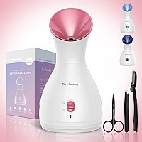 Newbealer 2in1 Facial Steamer, Hot Mist Facial Aromatherapy Humidifier Atomizer, Large Face Steamer Unclogs Pores Sinuses Moisturizing, Home Sauna Spa with Eyebrow Set (Red, 170 ml)