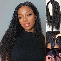 Kiqibeauty V Part Human Hair Wig For Black Women Upgrade U Part Wig Kinky Curly Wig 100 Virgin Hair Glueless Wear And Go Wig Mi