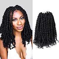 14 Inch Pre-twisted Passion Twist Crochet Hair 8 Packs Pre-looped Short Passion Twist Braiding Hair (1B/Natural Black)