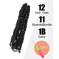 Kavsorapi Passion Twist Hair 12 Inch Short Pre Looped Crochet Braids Pre Twisted Crochet Twist 8 Packs 1Bnatural Black