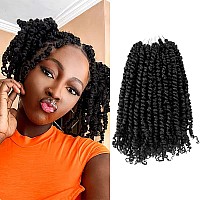 12 Inch Pre-twisted Passion Twist Crochet Hair 8 Packs Pre-looped Short Passion Twist Braiding Hair (1#/Jet Black)