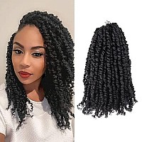 KAVSORAPI Passion Twist Hair 14 Inch 8 Packs Pre-twisted Crochet Braiding Hair Pre-looped Short Passion Twist Crochet hair (2#/Off Black)