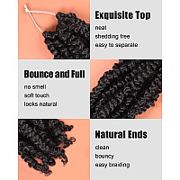 KAVSORAPI Passion Twist Hair 14 Inch 8 Packs Pre-twisted Crochet Braiding Hair Pre-looped Short Passion Twist Crochet hair (2#/Off Black)