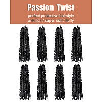 KAVSORAPI Passion Twist Hair 14 Inch 8 Packs Pre-twisted Crochet Braiding Hair Pre-looped Short Passion Twist Crochet hair (2#/Off Black)