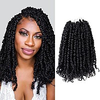 14 Inch Pre-twisted Passion Twist Crochet Hair 8 Packs Pre-looped Short Passion Twist Braiding Hair (1#/Jet Black)