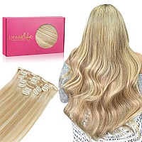 Wennalife Clip In Hair Extensions 70G 20 Inch Dirty Blonde Mixed Bleach Blonde Hair Extensions Real Human Hair Short Remy Clip