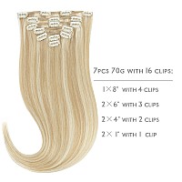 Wennalife Clip In Hair Extensions 70G 20 Inch Dirty Blonde Mixed Bleach Blonde Hair Extensions Real Human Hair Short Remy Clip