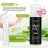 Actrol Eyelash Cleanser Concentrate 100Ml Aloe Professional Lash Shampoo Foaming Cleanser Paraben Sulfate Free Nonlrritating