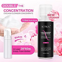 Actrol Eyelash Cleanser Concentrate 100Ml Rose Professional Lash Shampoo Foaming Cleanser Paraben Sulfate Free Nonlrritating