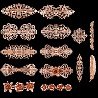 14Pcs Retro Vintage Rose Gold French Barrette Kalolary Vintage Metal Decorative Hair Clips Spring Hairpins Hair Jewelry Access