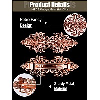 14Pcs Retro Vintage Rose Gold French Barrette Kalolary Vintage Metal Decorative Hair Clips Spring Hairpins Hair Jewelry Access