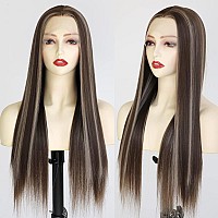 Lovestory Highlight Blonde Lace Front Wig Long Straight 13X3 Brown Color Heat Resistant Synthetic Lace Front Wigs Free Part For