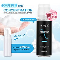 Actrol Eyelash Cleanser Concentrate 100Ml Unscented Professional Lash Shampoo Foaming Cleanser Wash For Extensions Lashes With S