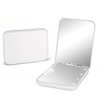 Kintion Pocket/Purse Mirror, 1X/3X Magnification Led Small Compact Travel Makeup Mirror With Light, 2-Sided, Portable, Folding, Handheld For Gift, White