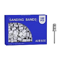 Airsee Sanding Bands For Electric Nail Drill 100 Piece Set 180 Grit Medium Acrylic File Attachments Professional 1 Sander Mandre