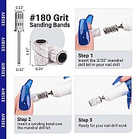 Airsee Sanding Bands For Electric Nail Drill 100 Piece Set 180 Grit Medium Acrylic File Attachments Professional 1 Sander Mandre