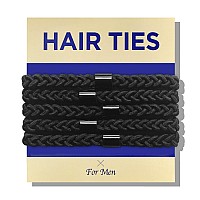 HAVHAF Braided Mens Hair Ties For Men 5 pcs(XL, Black) - For Buns curly Thick Dense Hair Elastic Hair Ties For guys No damage crease Breakage Man Bun Hair Tie Men with Long Hair Perfect hairtie For Men