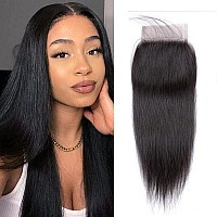 Straight Lace Closure 4X4 Free Part Closure 100 Brazilian Virgin Human Hair Lace Closure Straight Hair Weave With Baby Hair Nat