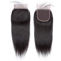 Straight Lace Closure 4X4 Free Part Closure 100 Brazilian Virgin Human Hair Lace Closure Straight Hair Weave With Baby Hair Nat