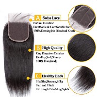 Straight Lace Closure 4X4 Free Part Closure 100 Brazilian Virgin Human Hair Lace Closure Straight Hair Weave With Baby Hair Nat