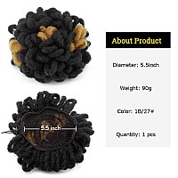 Kgbfass Black Brown Loc Ponytail Drawstring Buns For Black Women Curly Loc Petal Bun Dreadlock Ponytail Braided Faux Locs Bun Cl