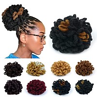 Kgbfass Loc Ponytail Drawstring Buns For Black Women Curly Loc Petal Bun Dreadlock Ponytail Braided Faux Locs Chignon Scrunchies