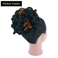 Kgbfass Loc Ponytail Drawstring Buns For Black Women Curly Loc Petal Bun Dreadlock Ponytail Braided Faux Locs Chignon Scrunchies