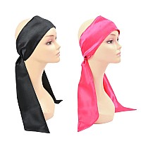 Ytbyt Wig Grip Band Soft Satin Scarf Fashion Headbands For Lace Frontal Wigs Fixing Makeup Sports Yoga Facial 2 Pcs Blackpink