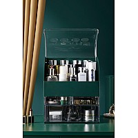 Moochi Green Professional Large Cosmetic Makeup Organizer Dust Water Proof Cosmetics Storage Display Case With Drawers Portable