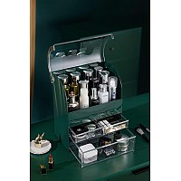 Moochi Green Professional Large Cosmetic Makeup Organizer Dust Water Proof Cosmetics Storage Display Case With Drawers Portable