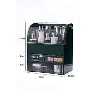 Moochi Green Professional Large Cosmetic Makeup Organizer Dust Water Proof Cosmetics Storage Display Case With Drawers Portable