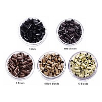 1000 Pcs Flare Euro Lock Copper Tubes Micro Rings Links Beads For Itip Human Hair Extensions 34X30X60Mm Dark Brown