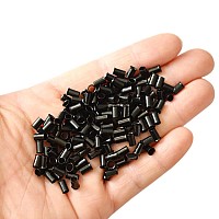 1000 Pcs Flare Euro Lock Copper Tubes Micro Rings Links Beads For Itip Human Hair Extensions 34X30X60Mm Black