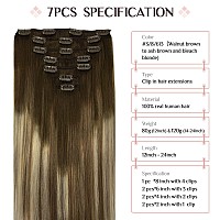 Hair Extensions Clip In Human Hair 120G 7Pcs 20 Inch Maxita Walnut Brown To Ash Brown And Bleach Blonde Hair Extensions Clip I