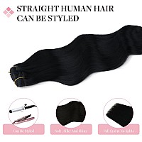 Maxita Human Hair Clip In Extensions Jet Black 120G 24 Inch 7Pcs Real Hair Extensions Clip In Human Hair Remy Natural Straight