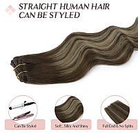 Hair Extensions Clip In Human Hair 14 Inch 120G 7Pcs Matita Balayage Chocolate Brown To Honey Blonde Real Hair Extensions Remy