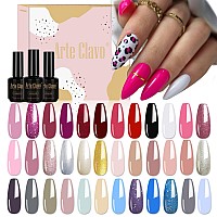 Arte Clavo 36 Pcs Gel Nail Polish Setclassic Macaron Collection Aw Red Black And White Pink Blue Glitter Nude Uv Gel Polish Man