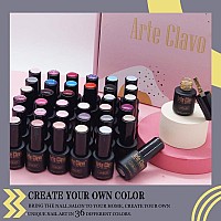 Arte Clavo 36 Pcs Gel Nail Polish Setclassic Macaron Collection Aw Red Black And White Pink Blue Glitter Nude Uv Gel Polish Man