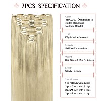 Human Hair Clip In Extensions 22 Inch 7Pcs 120G Maxita Ash Blonde To Golden Blonde And Platinum Blonde Hair Extensions Real Hu