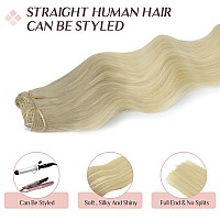 Human Hair Clip In Extensions 22 Inch 7Pcs 120G Maxita Ash Blonde To Golden Blonde And Platinum Blonde Hair Extensions Real Hu