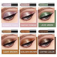 SUAKE 6 Pcs Purple Green Liquid Glitter Eyeshadow Makeup Kit.Silver Gold Colorful Liquid Glitter Eyeliner Shimmer Eye Makeup Palette.Longwearing Quick-Drying sombras liquidas brillantes para ojos