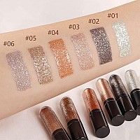 6 Colors Liquid Glitter Eyelinerglitter Eyeshadow Waterproof Long Lasting Makeup Kits A