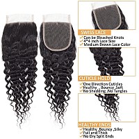 Brazilian Deep Wave Bundles With Closure 9A 100 Unprocessed Human Hair Loose Deep Wave 3 Bundles Human Hair With 4X4 Lace Front