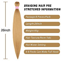 Aqinbel Blonde Braiding Hair Pre Stretched 8 Bundlespack Itch Free Synthetic Fiber Crochet Twist Braids Yaki Texture Braiding H