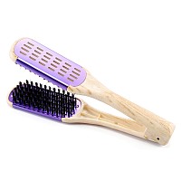 Aethland Boar Bristle Doublesided Straightening Brush And Comb For Thick Coarse Hair Smoothing And Styling Tool Purple