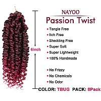 Passion Twist Hair For Kids 8 Packs 6 Inch Passion Twist Crochet Hair For Women Crochet Pretwisted Curly Hair Passion Twists