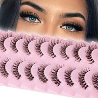 False Eyelashes 3D Natural Lashes Clear Band Fake Lashes Wispy Faux Mink Lashes Pack 14Mm Volume Cat Eye Eyelashes By Calphdiar